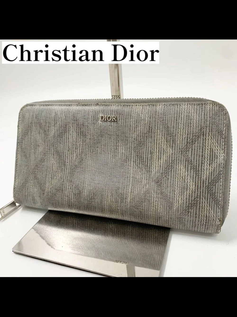 Dior Gray Zip-Around Wallet
